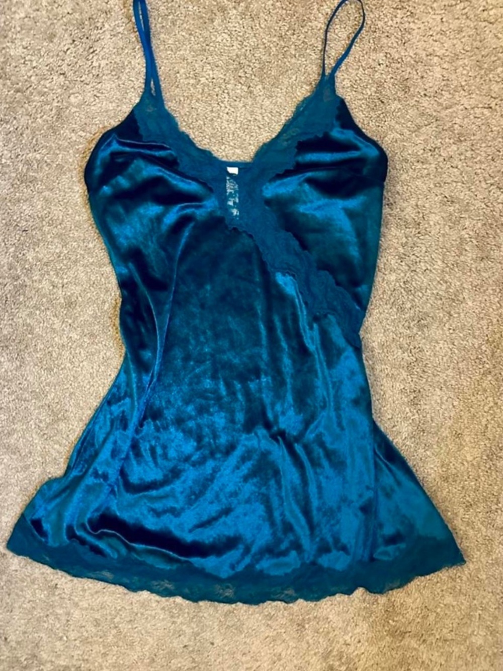 Gilligan and O'Malley Blue-Green Velvet Lace Dress
